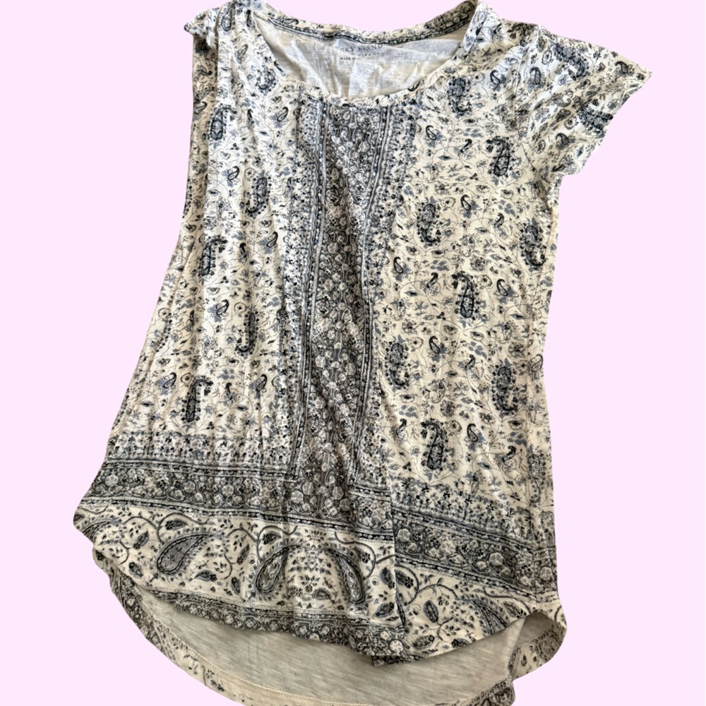 Lucky Brand Neutral Paisley Border Maxi Skirt - Black & Ivory